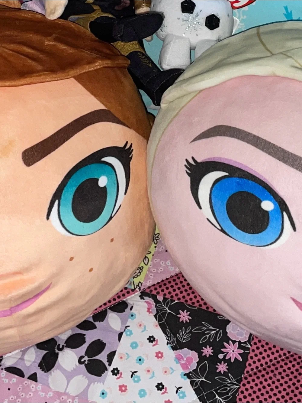 Disney Frozen Anna and Elsa Round Plush Pillows